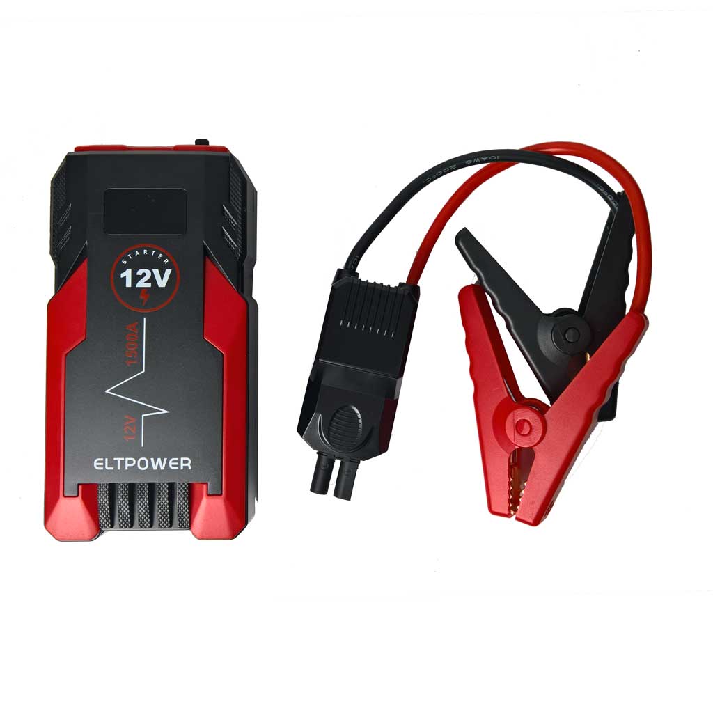 Motorcycle jump starter & power pack with LED flashlight & carry case