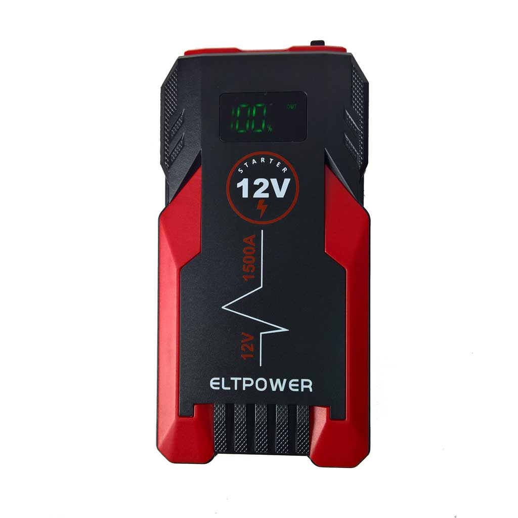 Motorcycle jump starter & power pack with LED flashlight & carry case