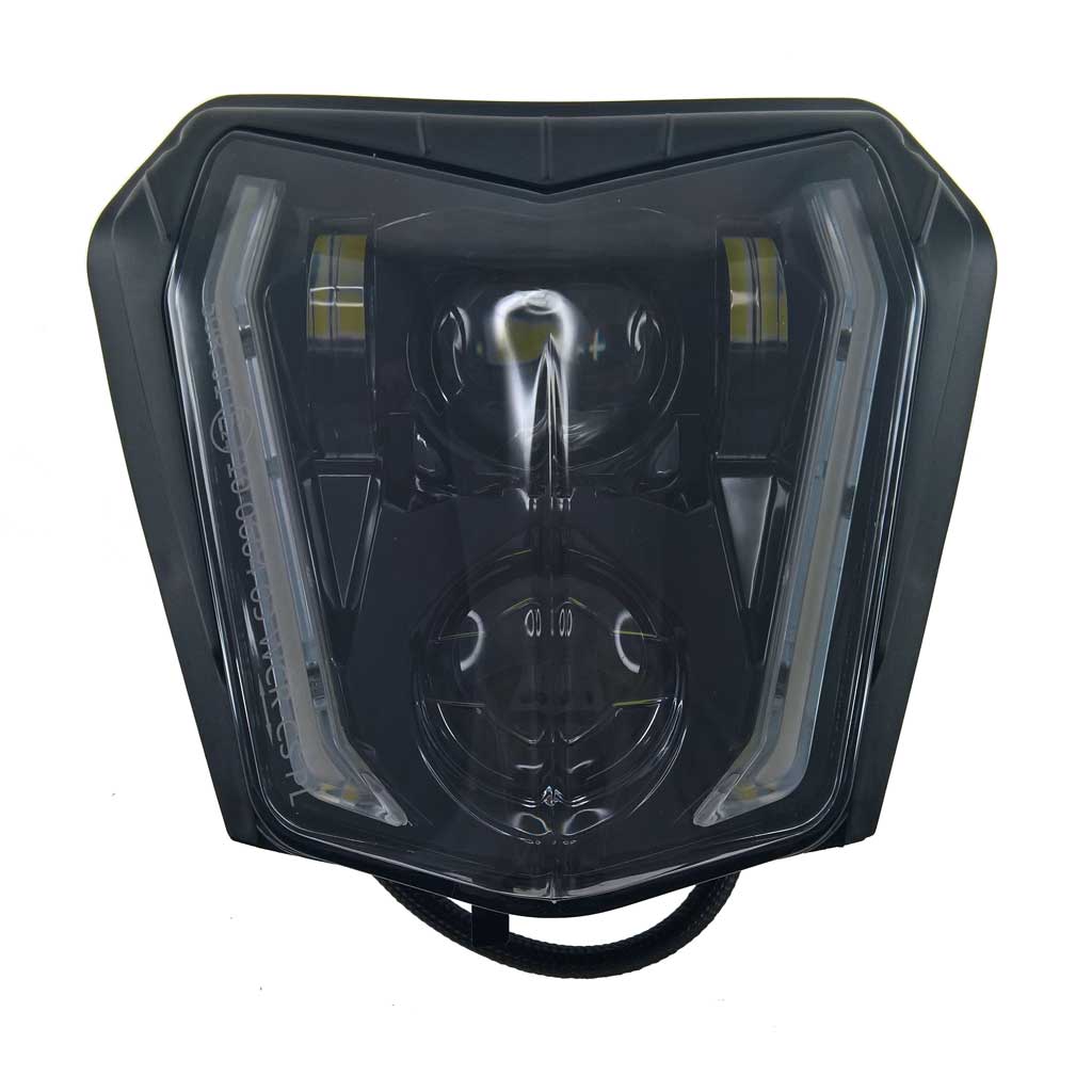 LED Headlight with daytime running light function to fit KTM EXC, SMC-R, SX, SXF & XCW models listed