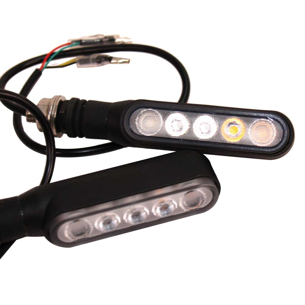 Pair of front LED indicators with built in flasher units and daytime r ...