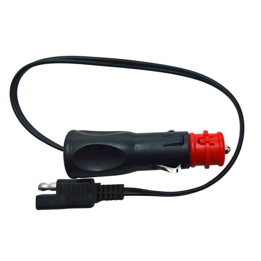 12 volt pigtail cable - cigarette lighter plug (with DIN adapter) to SAE connector